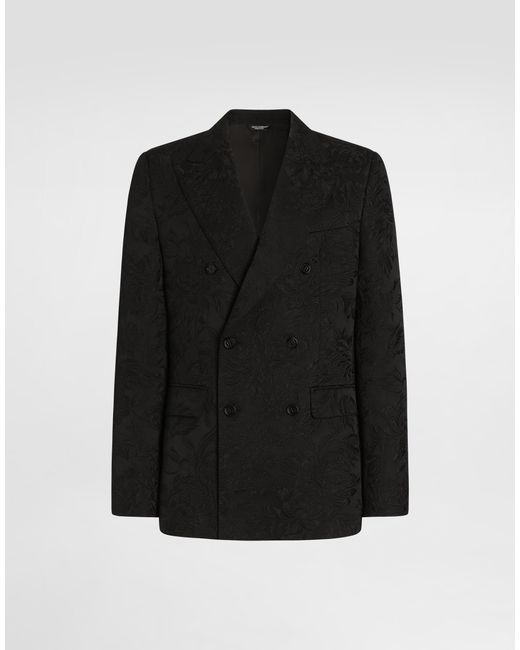 Dolce & Gabbana Black Sicilia Light Double-Breasted Brocade Jacket for men