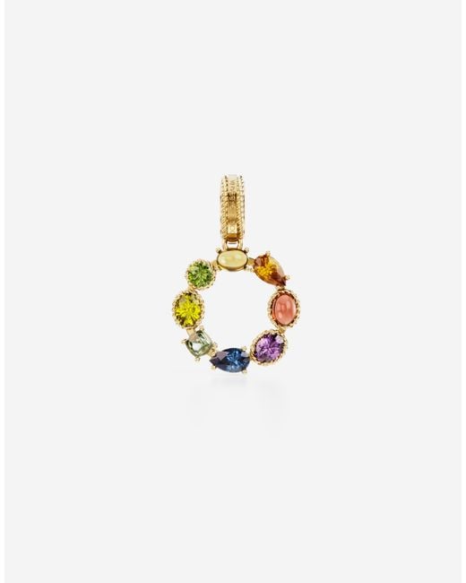 Dolce & Gabbana White Lettering O Charm 18-Carat And Multicolored Gems