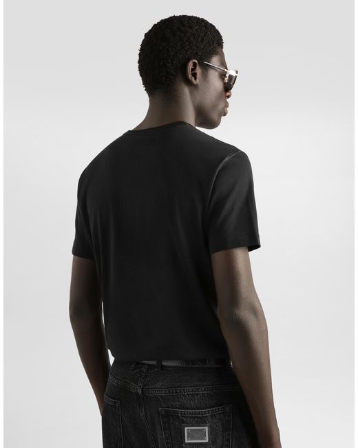 Dolce & Gabbana Black T-Shirt With Heraldic Patch for men