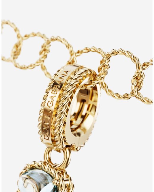 Dolce & Gabbana Blue Charm V Lettering 18Kt And Multicolored Gems