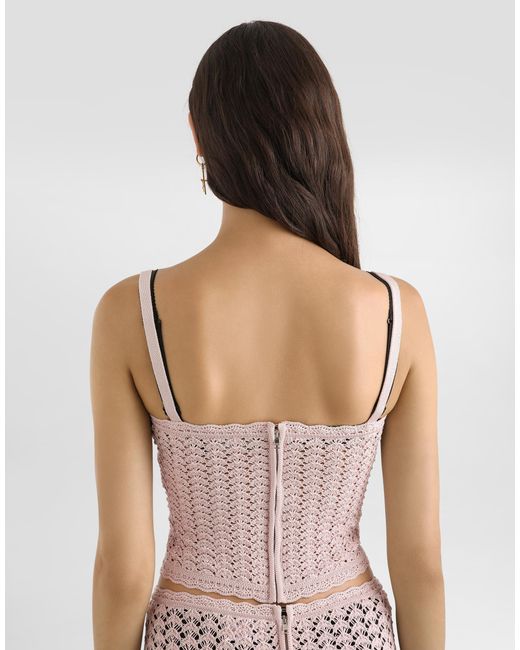 Dolce & Gabbana Pink Crochet Bustier
