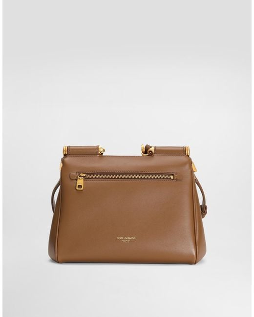 Dolce & Gabbana My Sicily Plongé Calfskin Bag Brown