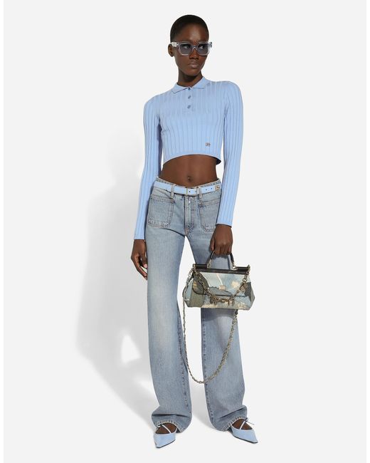 Dolce & Gabbana Blue Cotton Denim Work Jeans