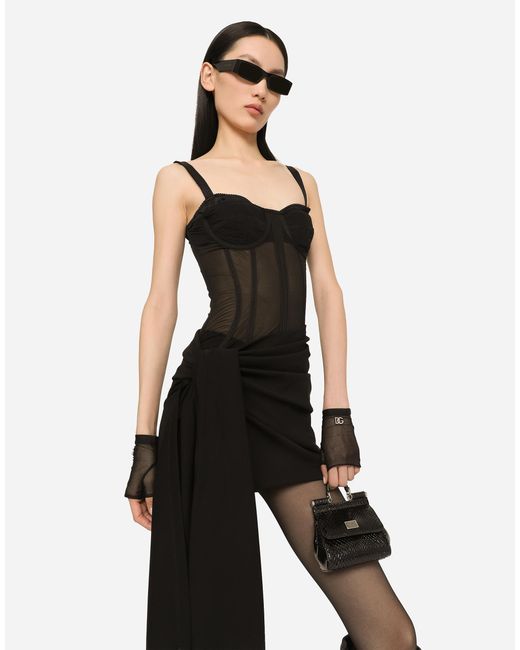 Dolce & Gabbana Black Corset-detail Mini Dress