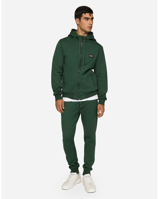Dolce & Gabbana Jogginghose Aus Jersey Mit Logoplakette in Green für Herren