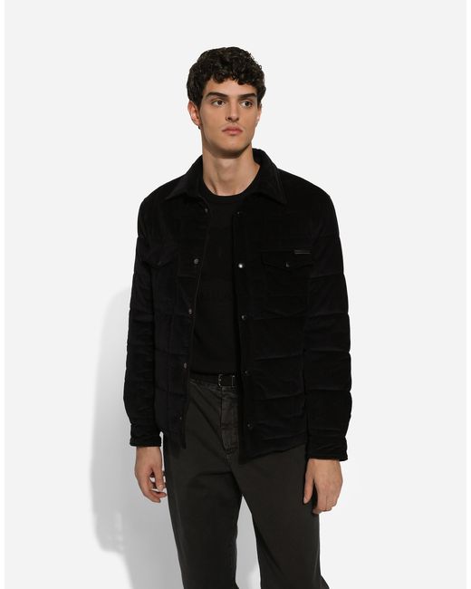 Dolce & Gabbana Black Quilted And Padded Corduroy Jacket for men