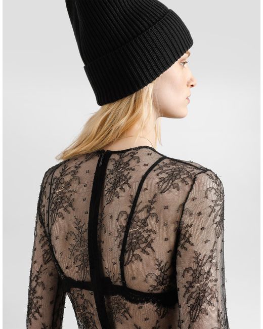 Dolce & Gabbana Gray Chantilly Lace Bodysuit