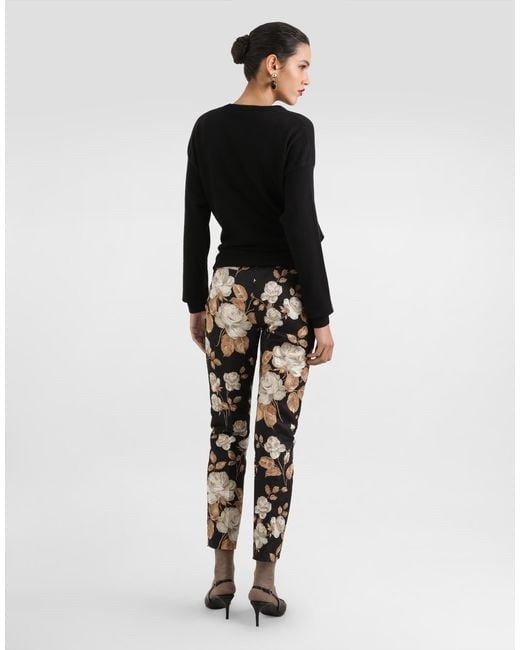 Dolce & Gabbana Multicolor Vintage Rose- Brocade Trousers