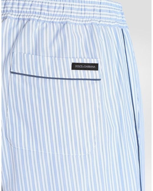 Dolce & Gabbana Blue Striped Poplin Trousers for men