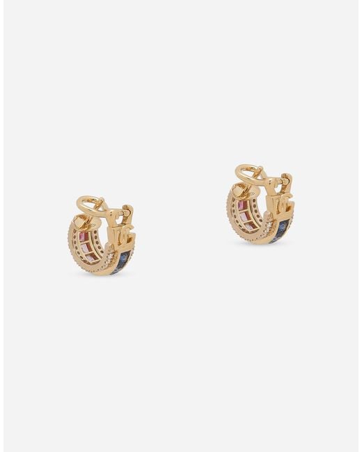Boucles D'Oreilles En Or Jaune 18 Ct Avec Saphirs Multicolores Et Diamants Dolce & Gabbana pour homme en coloris White