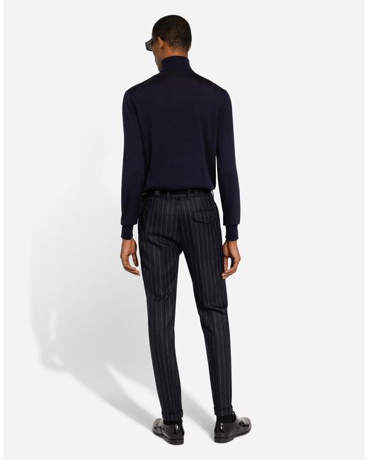 Pull À Col Montant En Cachemire Et Soie Dolce & Gabbana pour homme en coloris Blue