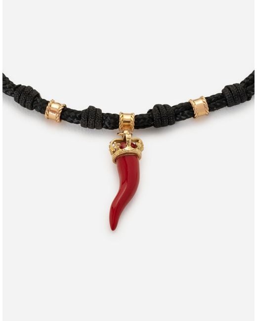 Dolce & Gabbana Blue Fabric Good Luck Bracelet With Enameled Pendant Charm for men