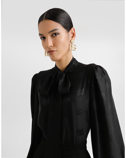 Dolce & Gabbana Dgロゴ シルクジャカード シャツ Black