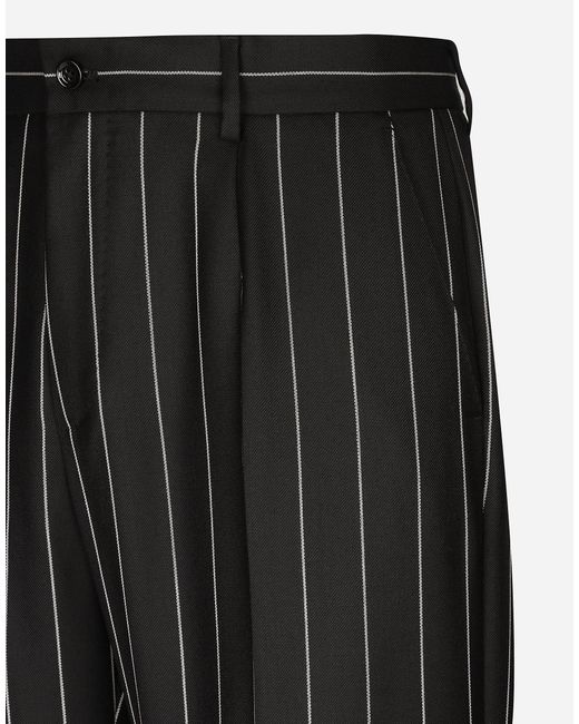 メンズ Dolce & Gabbana パンツ ストレートレッグ チョークストライプ Black