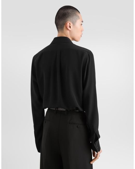 Dolce & Gabbana Black Crêpe De Chine Shirt for men