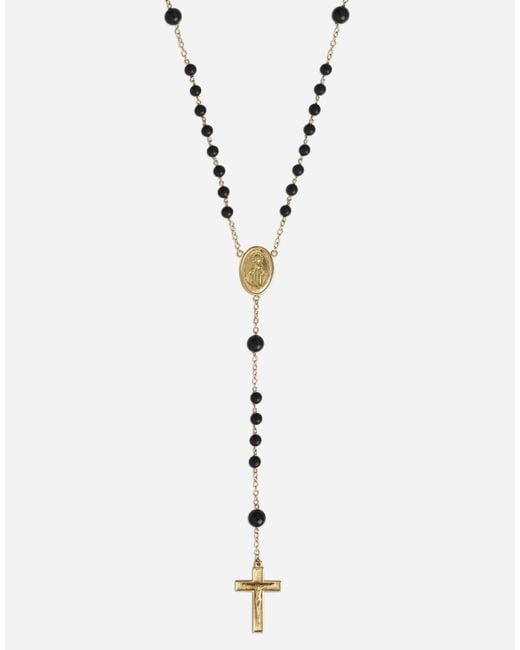 Dolce & Gabbana Metallic Sicily Rosary Necklace 18-Carat And Jades for men