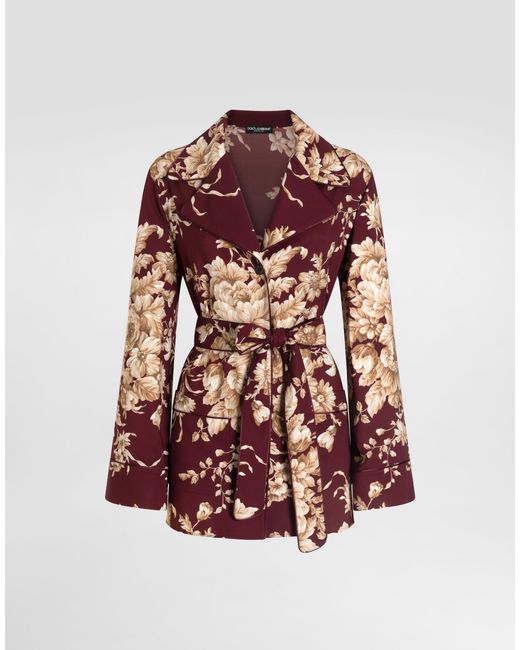 Dolce & Gabbana Red Rose- Charmeuse Vanity Shirt