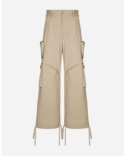 メンズ Dolce & Gabbana カーゴパンツ コットンギャバジン Natural