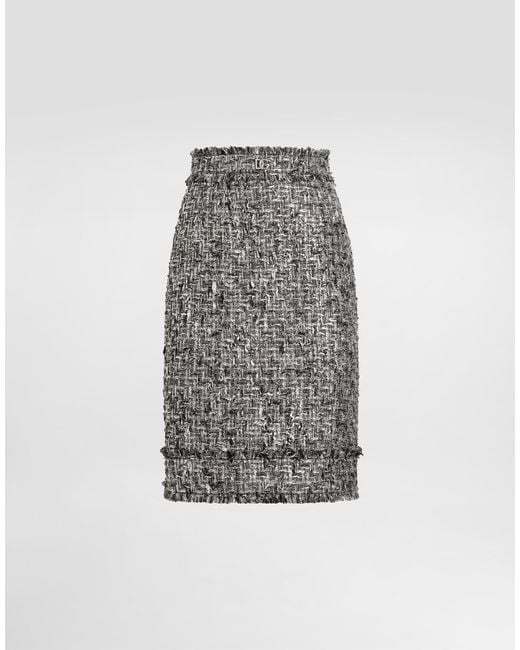 Dolce & Gabbana ラッセルツイード ミディ ペンシルスカート Gray