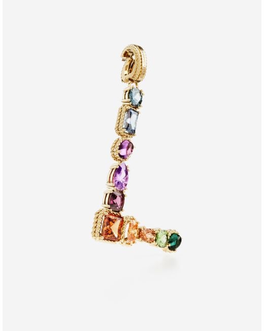 Dolce & Gabbana チャーム「L」 レインボーアルファベット 18金イエローゴールド マルチカラージェム White