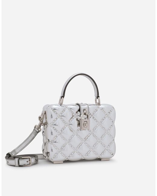 Dolce & Gabbana White Resin Dolce Box Bag With Rhinestones