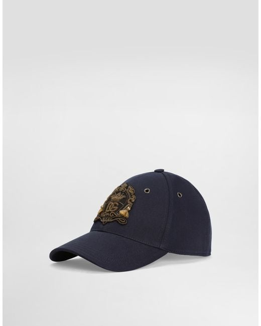 Dolce & Gabbana Blue Washed-Effect Drill Baseball Cap for men