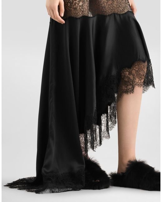 Dolce & Gabbana Blue Satin Dress With Lace Bands