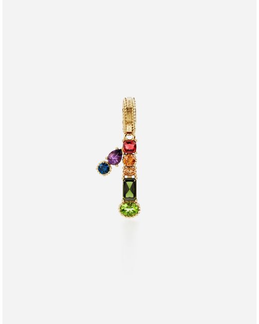 Dolce & Gabbana White Charm 1 Lettering 18-Carat And Multicolored Gems