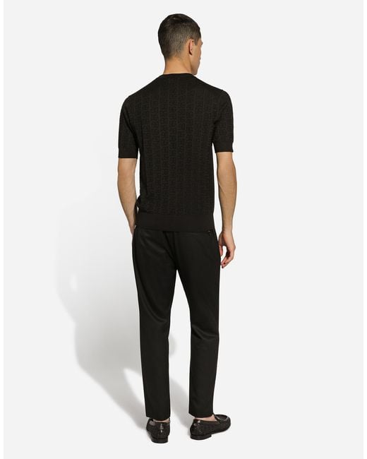 Dolce & Gabbana Black Wool Jogging Pants for men
