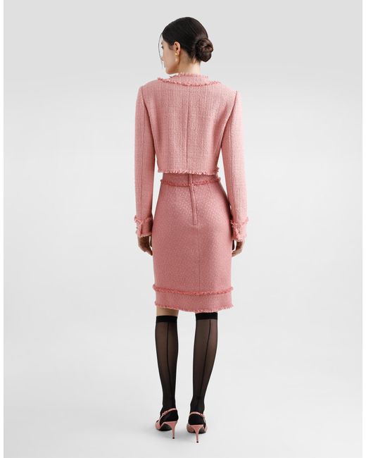 Dolce & Gabbana Pink Kurzjacke Aus Raschel-Tweed