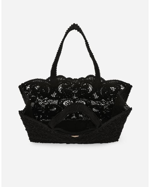 Dolce & Gabbana Black Large Cordonetto Lace Beatrice Bag