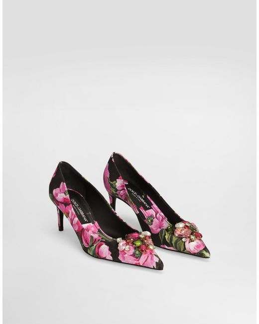 Dolce & Gabbana Printed Brocade Pumps Pink