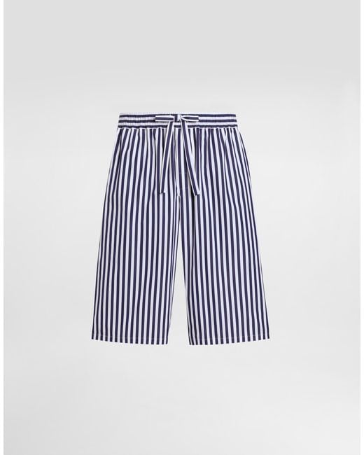 Dolce & Gabbana Blue Striped Poplin Vanity Bermuda Shorts for men