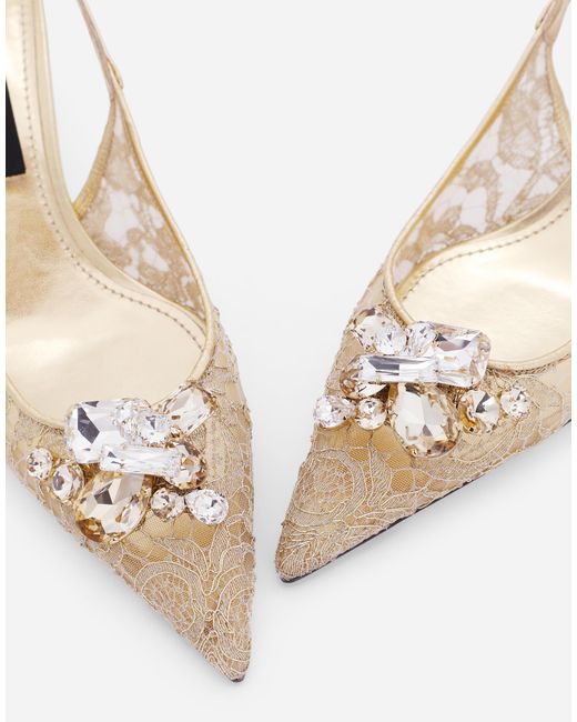 Dolce & Gabbana Natural Lace Slingbacks