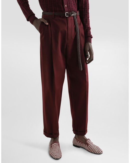 Dolce & Gabbana Purple Cotton Gabardine Pants With Double Darts for men