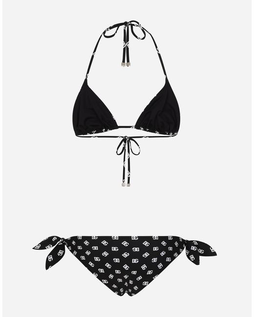 Dolce & Gabbana Black Polka-Dot Triangle Bikini