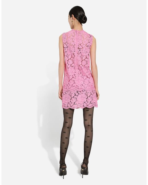 Dolce & Gabbana ミニスカート コードレース フローラルロゴ Pink