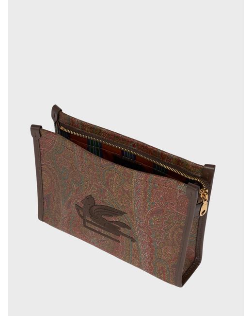 Pouch Paisley Jacquard Con Laccio Da Polso di Etro in Brown