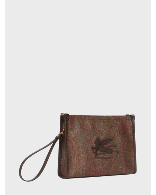 Pouch Paisley Jacquard Con Laccio Da Polso di Etro in Brown