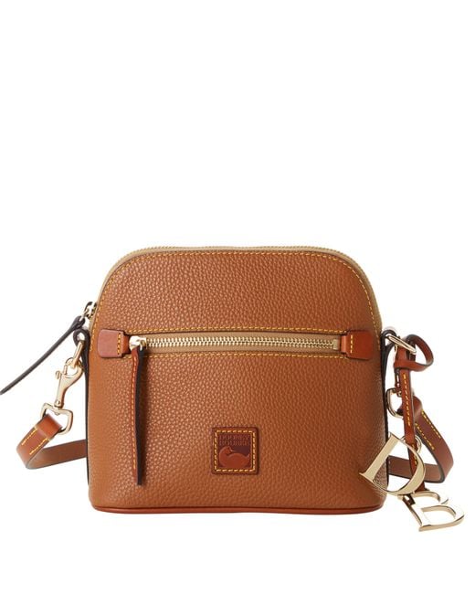 Dooney & Bourke Leather Pebble Grain Domed Crossbody in Caramel (Brown
