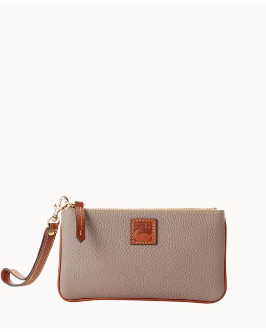 Dooney & Bourke Pebble Grain Medium Wristlet in Taupe (Gray) Lyst