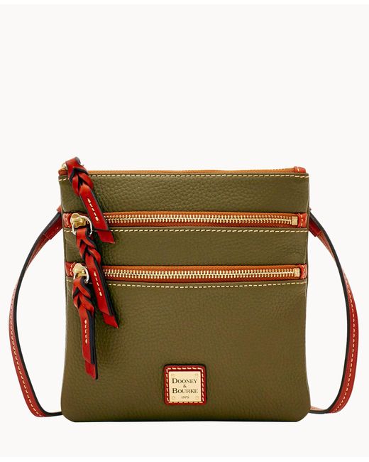 Dooney & Bourke Leather Pebble Grain Triple Zip in Olive (Green) Lyst