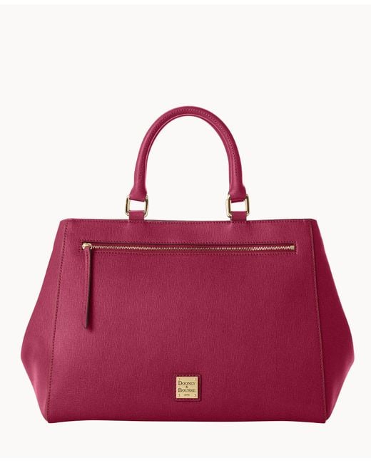 Dooney & Bourke Saffiano Zip Satchel in Red Lyst