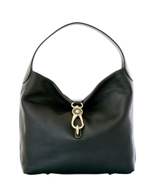 Dooney & Bourke Leather Pebble Grain Logo Lock Shoulder Bag in Black ...