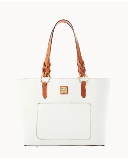 Dooney & Bourke Leather Saffiano Tammy Tote in White | Lyst