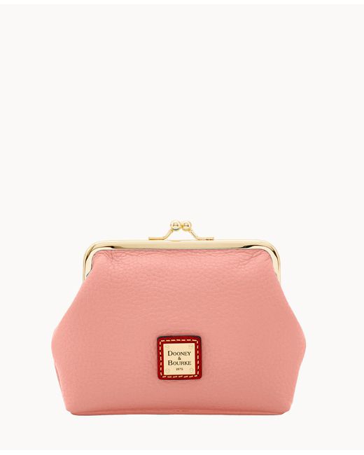 Dooney & Bourke Leather Pebble Grain Large Framed Purse in Pale Pink