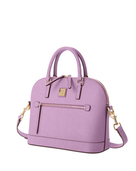 Dooney & Bourke Leather Saffiano Domed Zip Satchel in Light Mauve ...