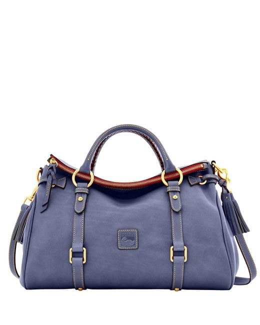 Dooney & Bourke Leather Florentine Medium Satchel in Steel Blue (Blue