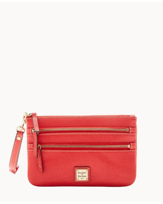 Dooney & Bourke Saffiano Triple Zip Wristlet in Red Lyst