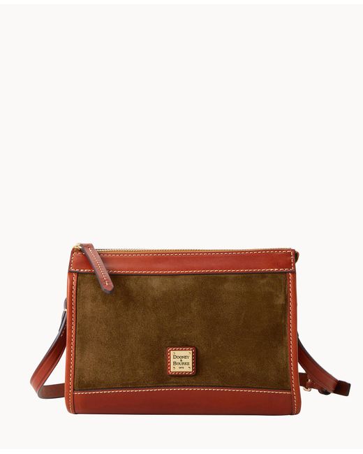 Dooney & Bourke Suede Zip Crossbody in Olive (Brown) Lyst